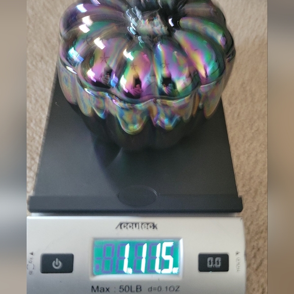 New Northern Lights Midnight Iridescent Ceramic Pumpkin Candle - Black - 12 oz - Picture 6 of 6